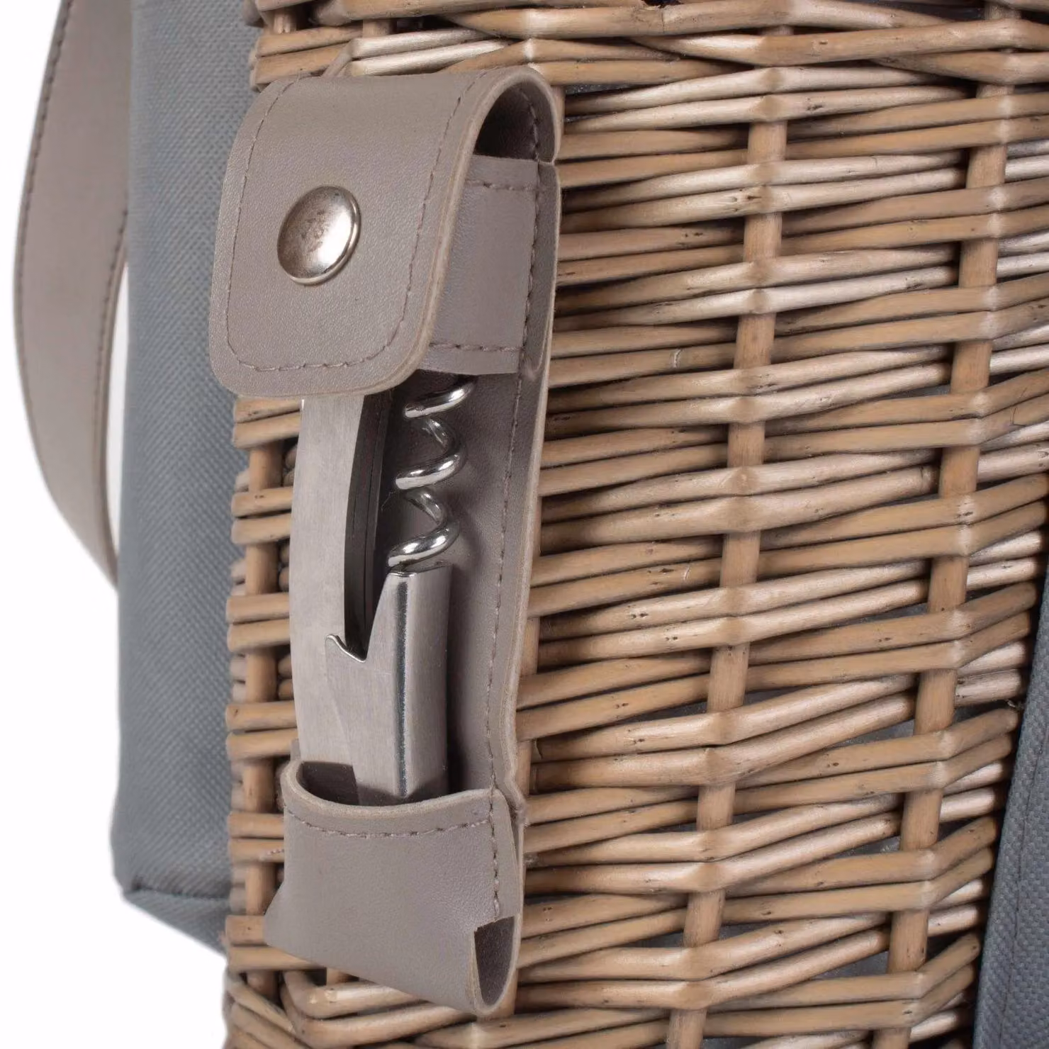 Red Hamper Wicker Single Bottle and 2 Champagne Glass Carrier with Shoulder Strap in Grey and Red – 3