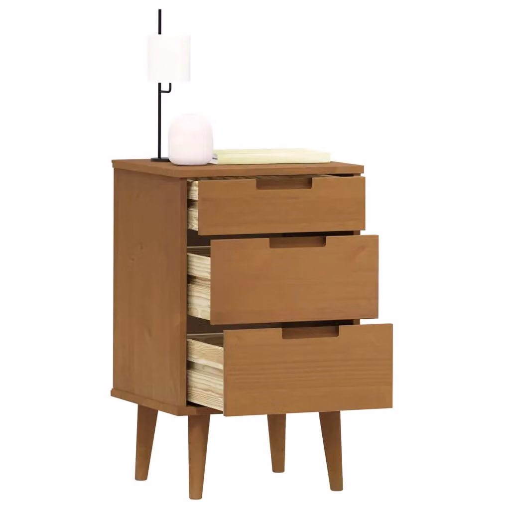Berkfield Home MOLDE Bedside Cabinet in Brown Solid Pine Wood, W: 40 cm, D: 35 cm, H: 65 cm – 3