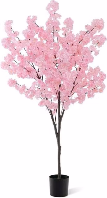COSTWAY Pink Artificial Cherry Blossom Tree