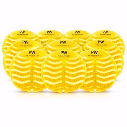 Pro Washroom Anti-Splash Urinal Mats, Pack of 10, Citrus Yellow, 150mm Diameter