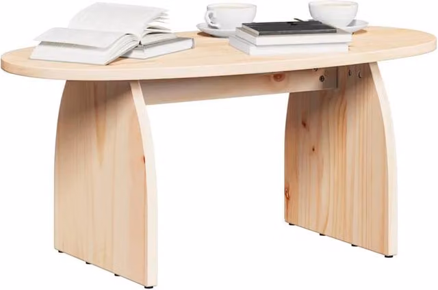 Berkfield Home Elegant Oval Coffee Table in Natural Solid Pine Wood, W/D/H: 80 x 40 x 35 cm – 1