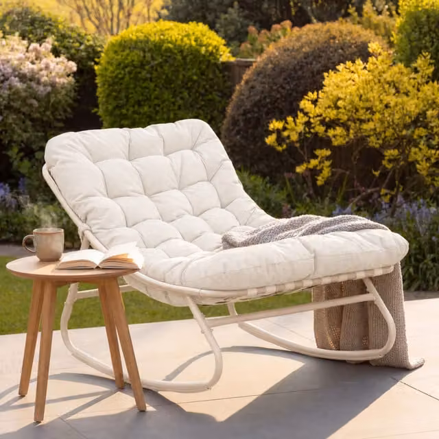 Artemis Home Modern Metal Rocking Chair in Beige and White