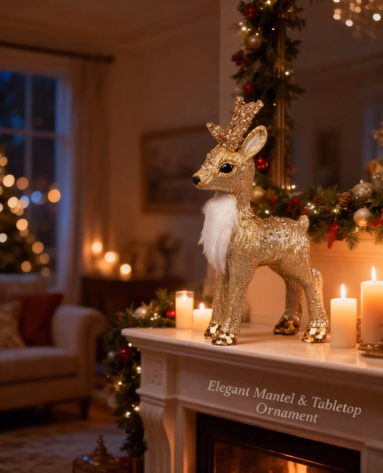 Shatchi Gold Reindeer Christmas Tabletop Figurine, Height: 22 cm – 3