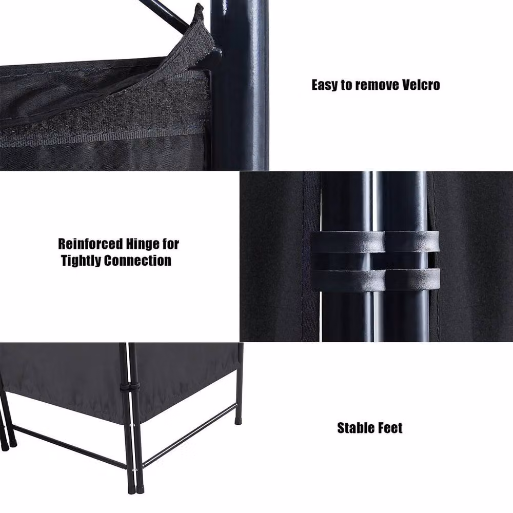 EONLION 4 Panel Folding Privacy Screen Room Divider in Matt Black, Height: 164 cm, Width: 100 cm – 4