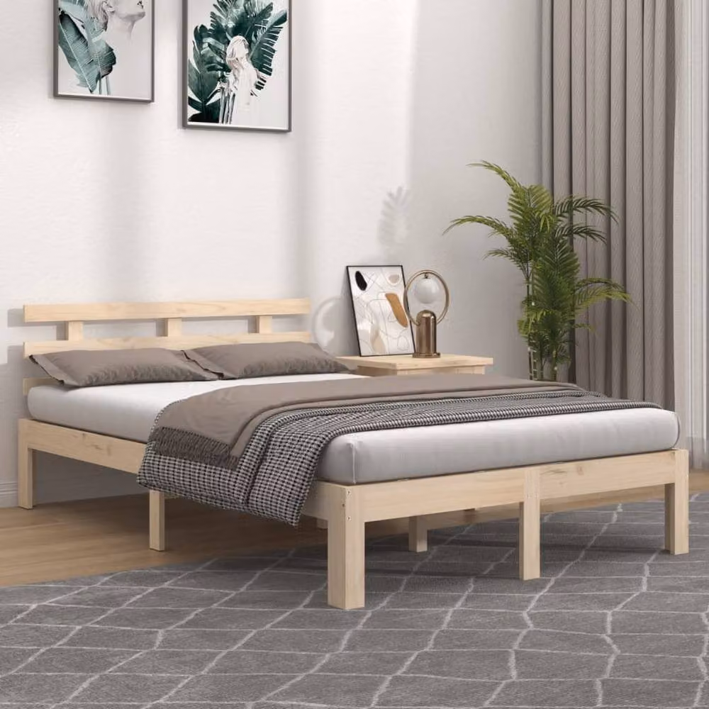 Berkfield Home Beautiful Solid Wood Pine Bed Frame in Natural, W/D/H: 120 x 200 x 69.5 cm – 2