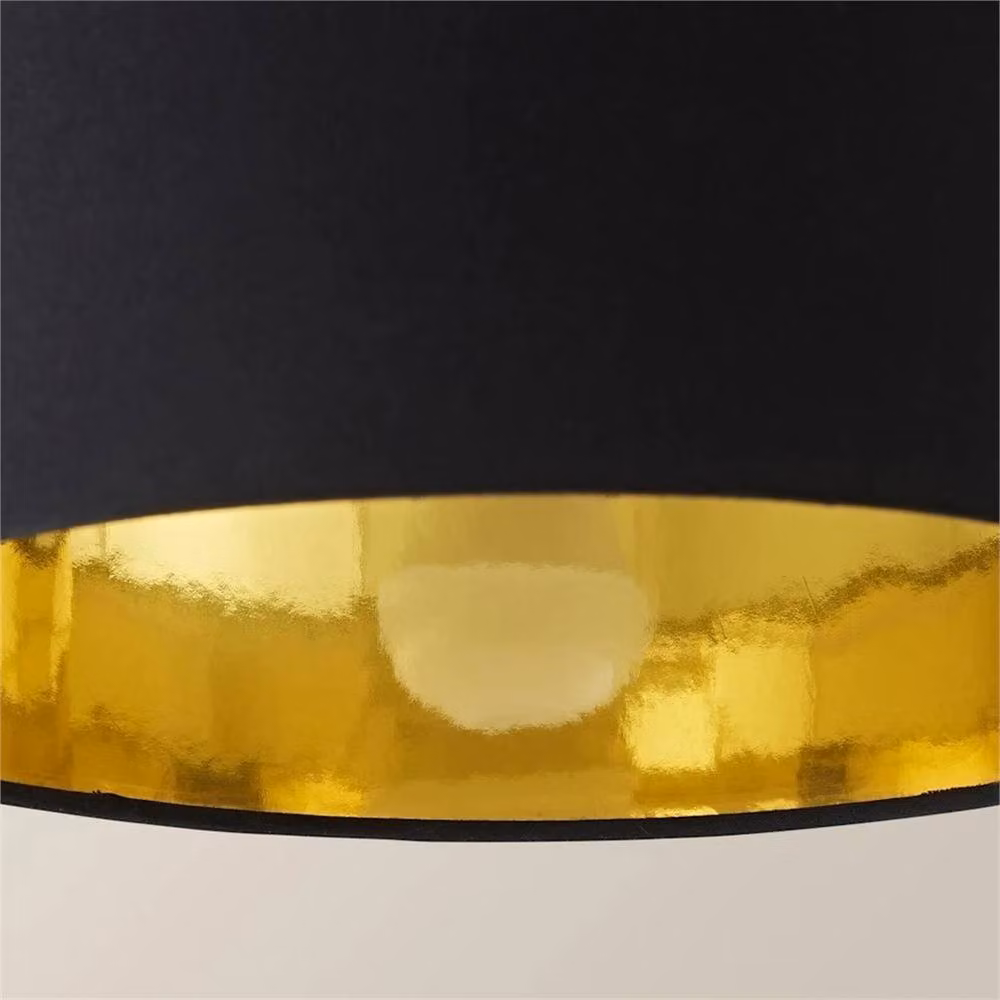 FORGEVIO Modern Cylinder Fabric Lampshade Ceiling Light in Black and Gold – 3