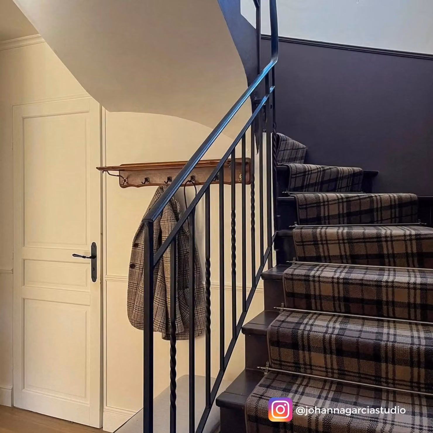 runrug Tartan Stair Runner Carpet in Brown, W: 60 cm, L: 480 cm – 3