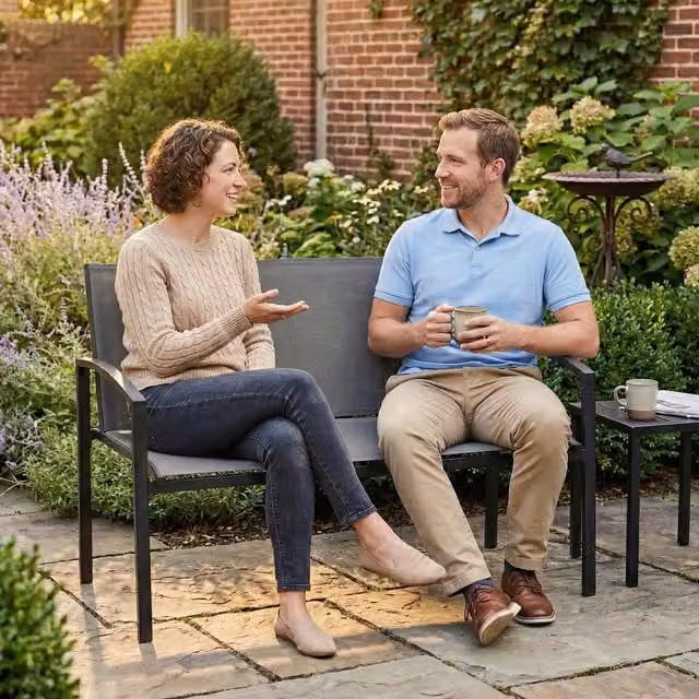 Outsunny 2 Seater Metal Garden Bench in Grey