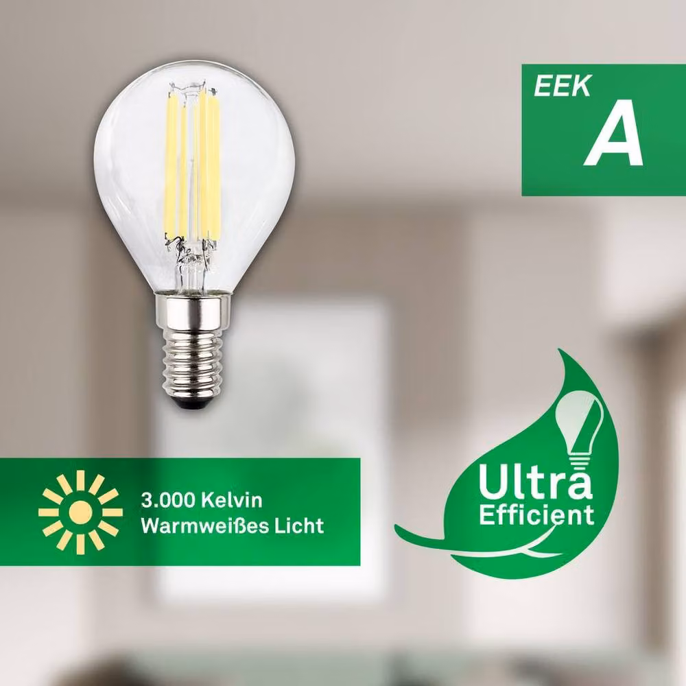 Briloner Set of 2 Warm White E14 LED Filament Bulbs, A60, 4W, 840lm, 45 x 80 mm – 3
