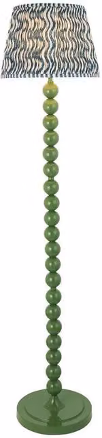 Netlighting Higgledy Gloss Green Floor Lamp with Blue Fabric Ripple Shade, E27, Shade Diameter: 35 cm