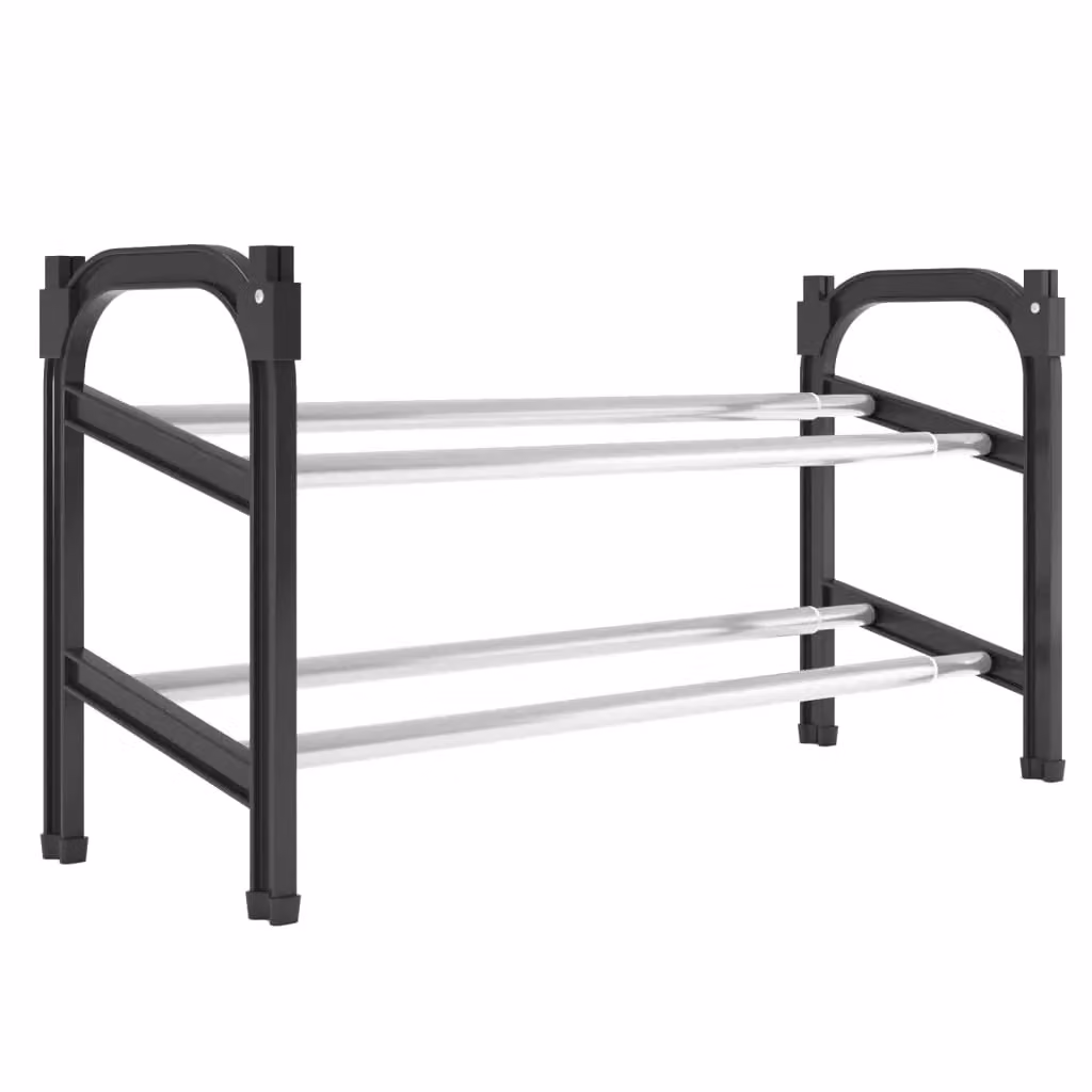 Berkfield Home Extendable Shoe Rack with 2 Shelves, Black, W: 119 cm, D: 37 cm, H: 37 cm – 2
