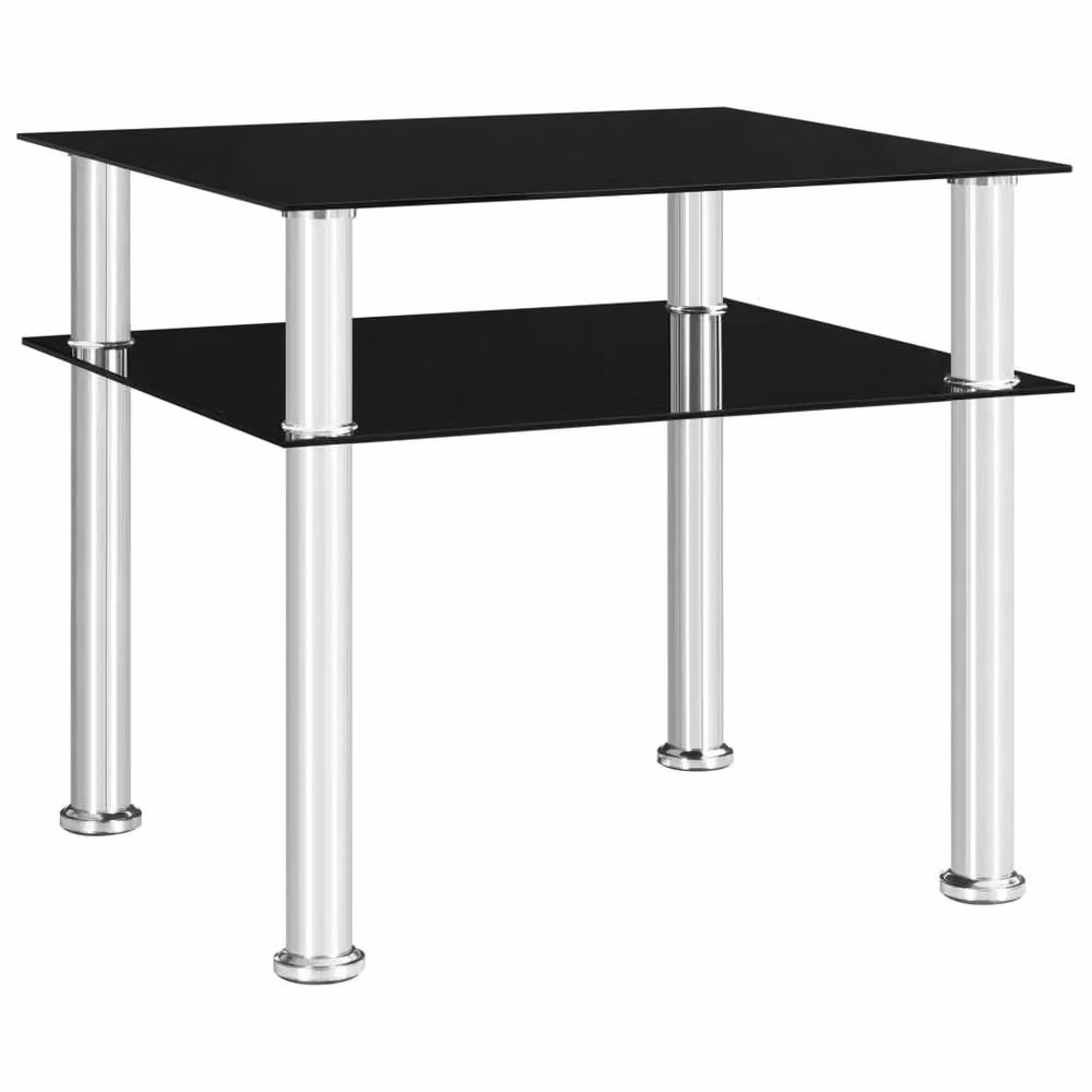 Berkfield Home Black Tempered Glass Side Table W/D/H: 45 x 45 x 45 cm – 2
