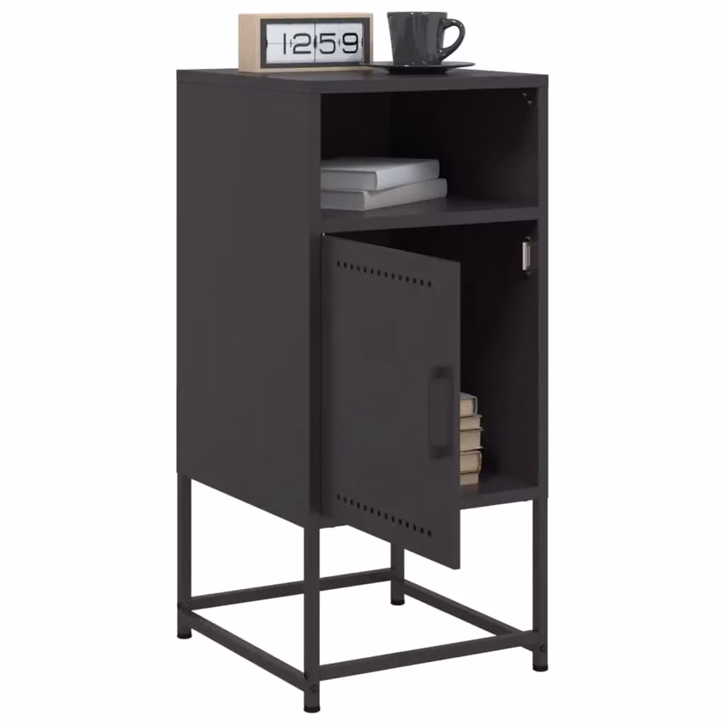 Berkfield Home Set of 2 Industrial Black Steel Bedside Cabinets, W/D/H: 36 x 39 x 78 cm – 3