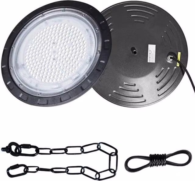 Kelvenix 10x LED High Bay Ceiling Light in Black for Workshops and Garages