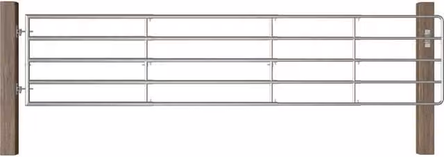Berkfield Home 5 Bar Field Gate in Silver Galvanised Steel, W: 150-400 cm, H: 90 cm