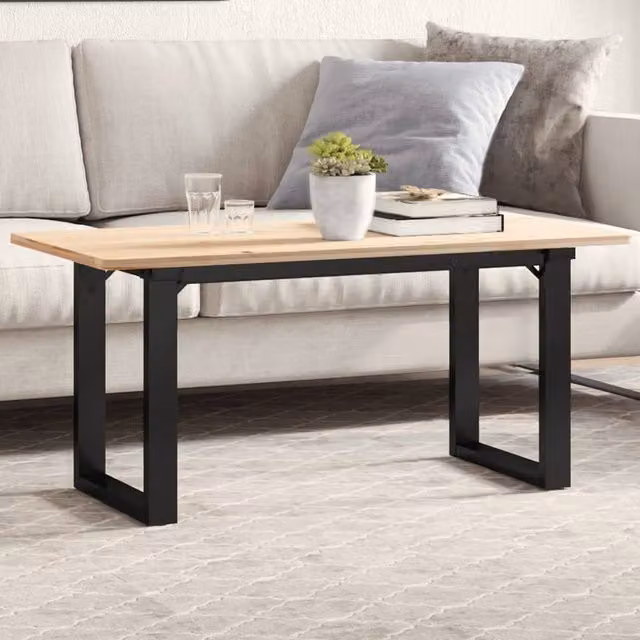 Berkfield Home O-Frame Coffee Table Legs in Black Steel, W/D/H: 80 x 40 x 43 cm – 1