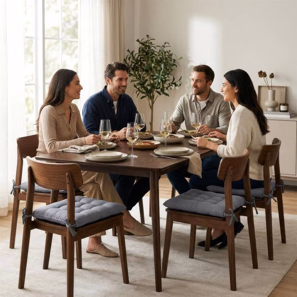 Harbour Housewares Pack of 6 Square Seat Pads in Grey, W/D: 40 x 40 cm – 3