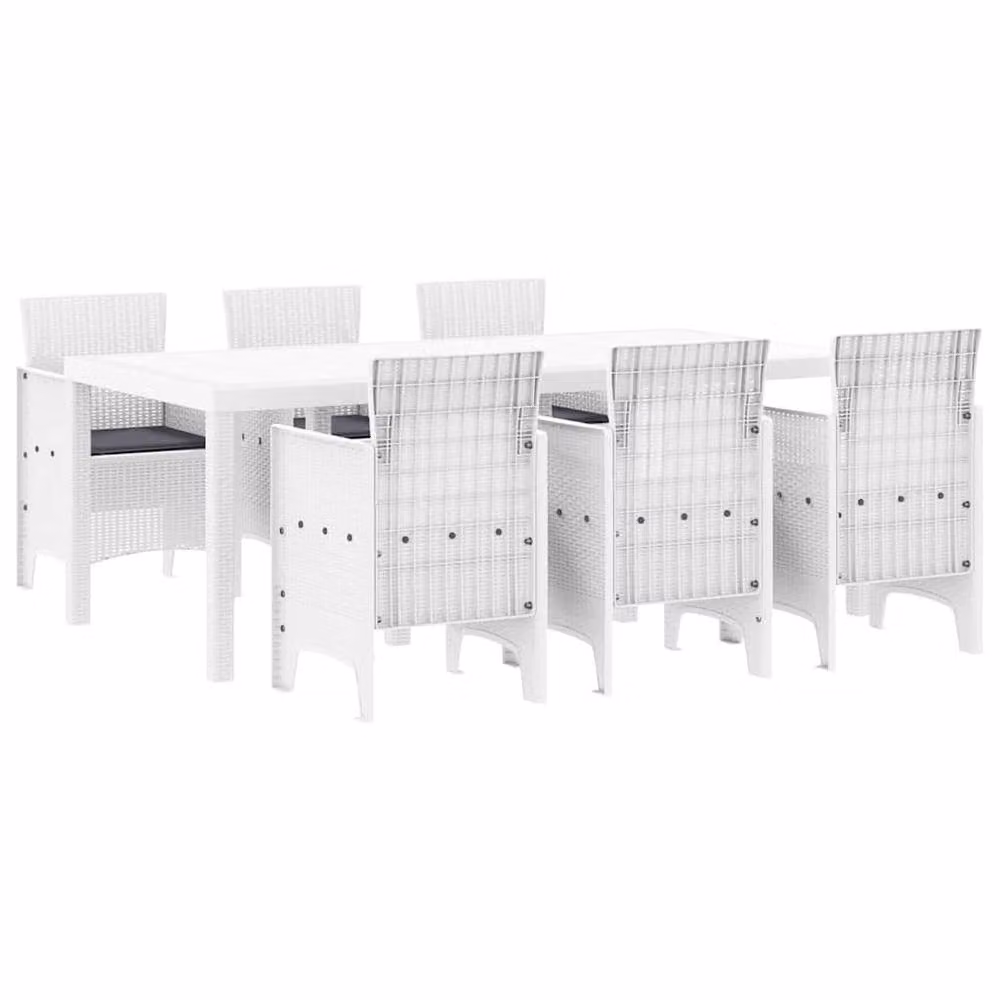 Berkfield Home Modern 7 Piece White Poly Rattan Garden Dining Set with Cushions – 2