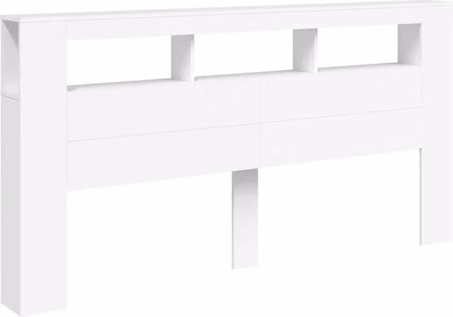 Berkfield Home LED Headboard in White, Engineered Wood, Width: 200 cm – 1
