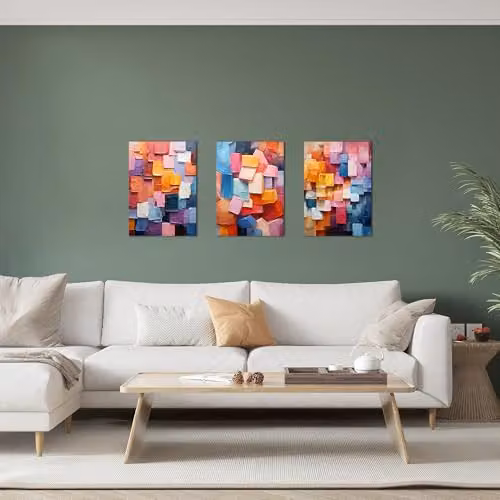 Simpa 3 Panel Abstract Rainbow Stone Canvas Wall Art, Multicolour Framed Landscape Artwork, W/H: 180 x 60 cm – 4