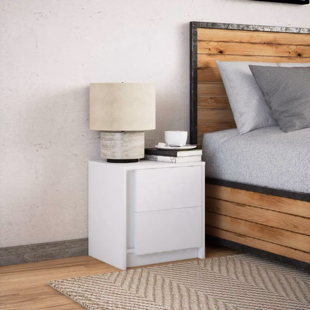 Berkfield Home Modern White Bedside Cabinet with Integrated LED Lighting and MDF Construction – 2