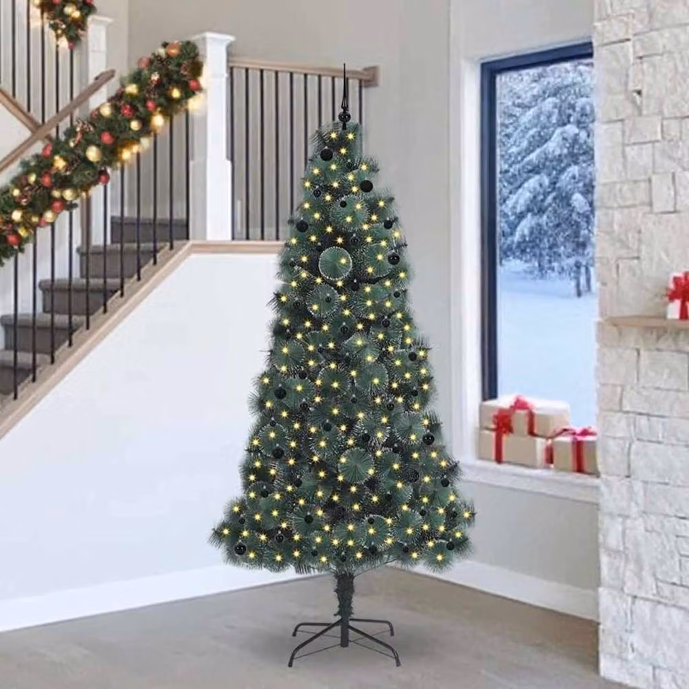 Berkfield Home Elegant Pre-lit Artificial Christmas Tree with Ball Set, Green, Height: 240 cm – 2