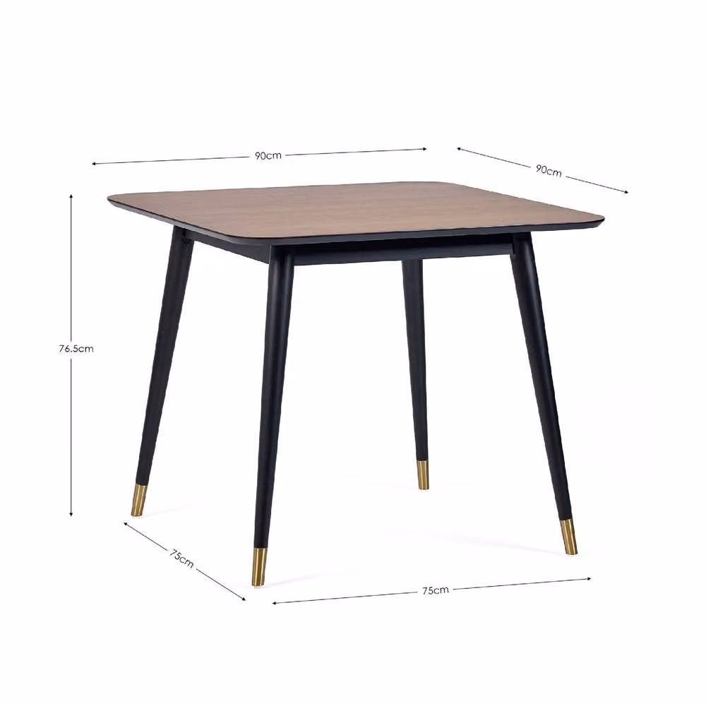 Cheshire Findlay Square Dining Table, Walnut and Black, W/D/H: 90 x 90 x 76.5 cm – 3