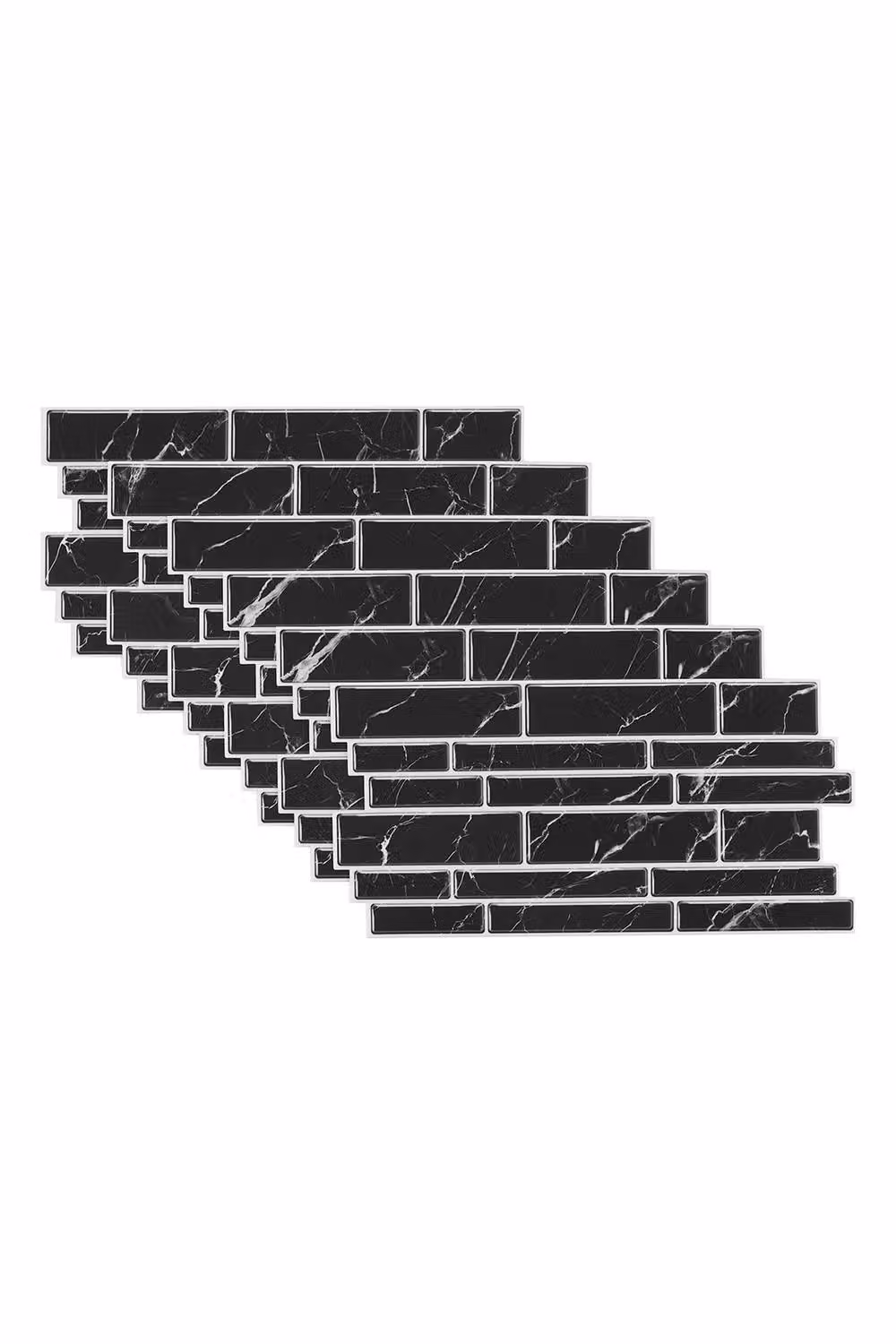 Living and Home 20Pcs Black Marble Effect Mosaic Peel and Stick PVC Wall Sticker Splashback Tiles – 2