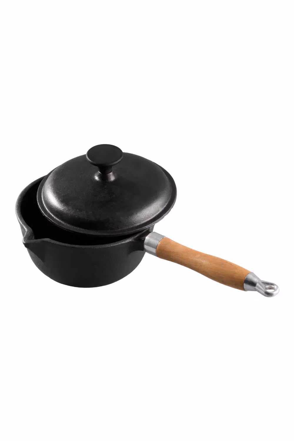 Living and Home Black Cast Iron Stockpot with Lid, Pouring Spout and Removable Handle, 16 cm – 3