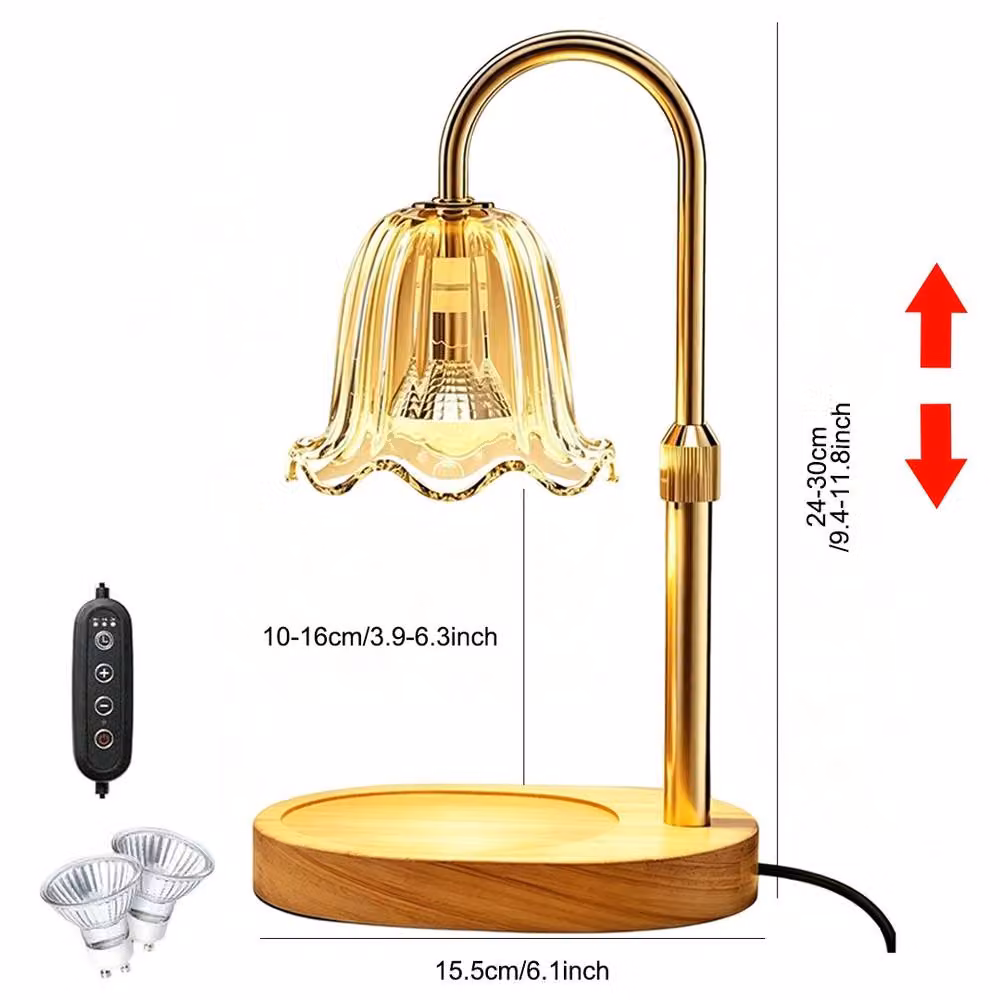 Ventryn Gold/Brass Tabletop Candle Warmer Lamp with Timer, Dimmer and 2 Bulbs – 2