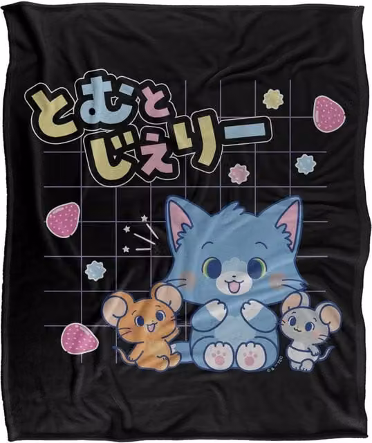 Warner Bros. Tom & Jerry Gokko Friend Graph Silky Touch Super Soft Fluffy Polyester Throw Blanket in Multicolour and Black, Extra Large