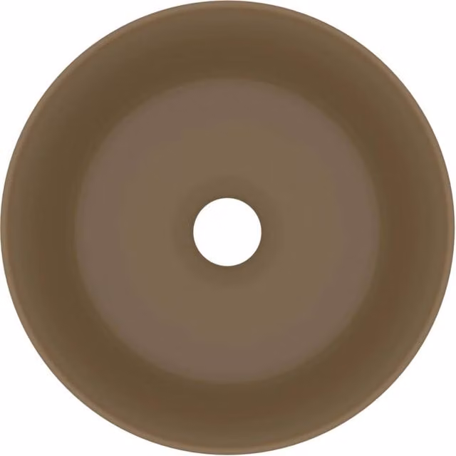 Berkfield Home Round Ceramic Luxury Wash Basin in Taupe, W: 40 cm, D: 15 cm