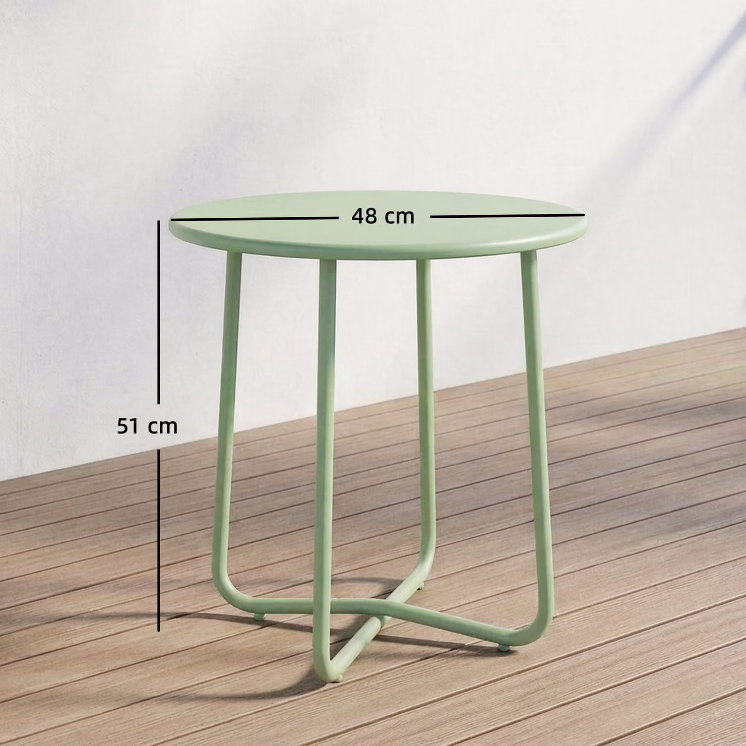 Outsunny Round Metal Garden Side Table, Green, Diameter: 48 cm – 3