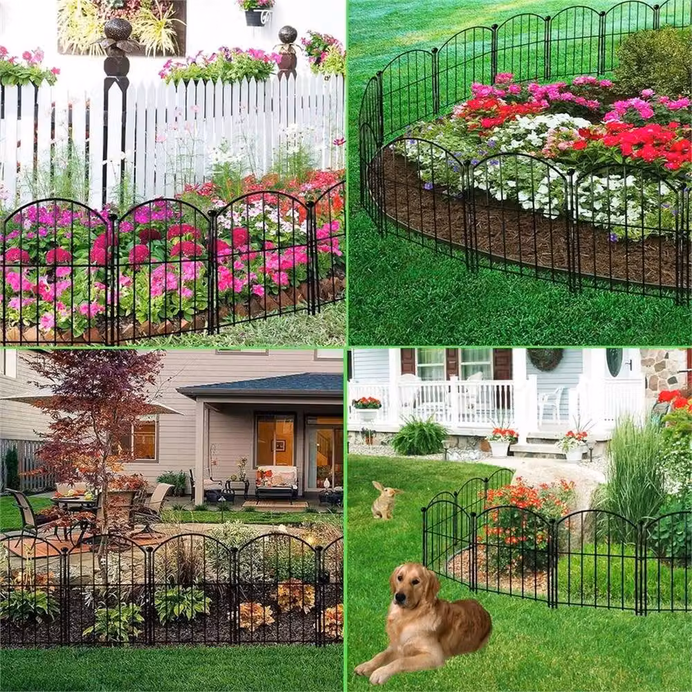 Nordara Rustproof Metal Garden Fence Black Flower Bed and Animal Barrier, W: 100 cm, H: 80 cm – 6