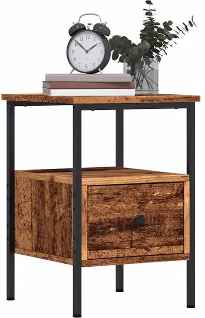 Berkfield Home Set of 2 Durable Bedside Cabinets in Old Wood Brown, W/D/H: 34 x 36 x 50 cm