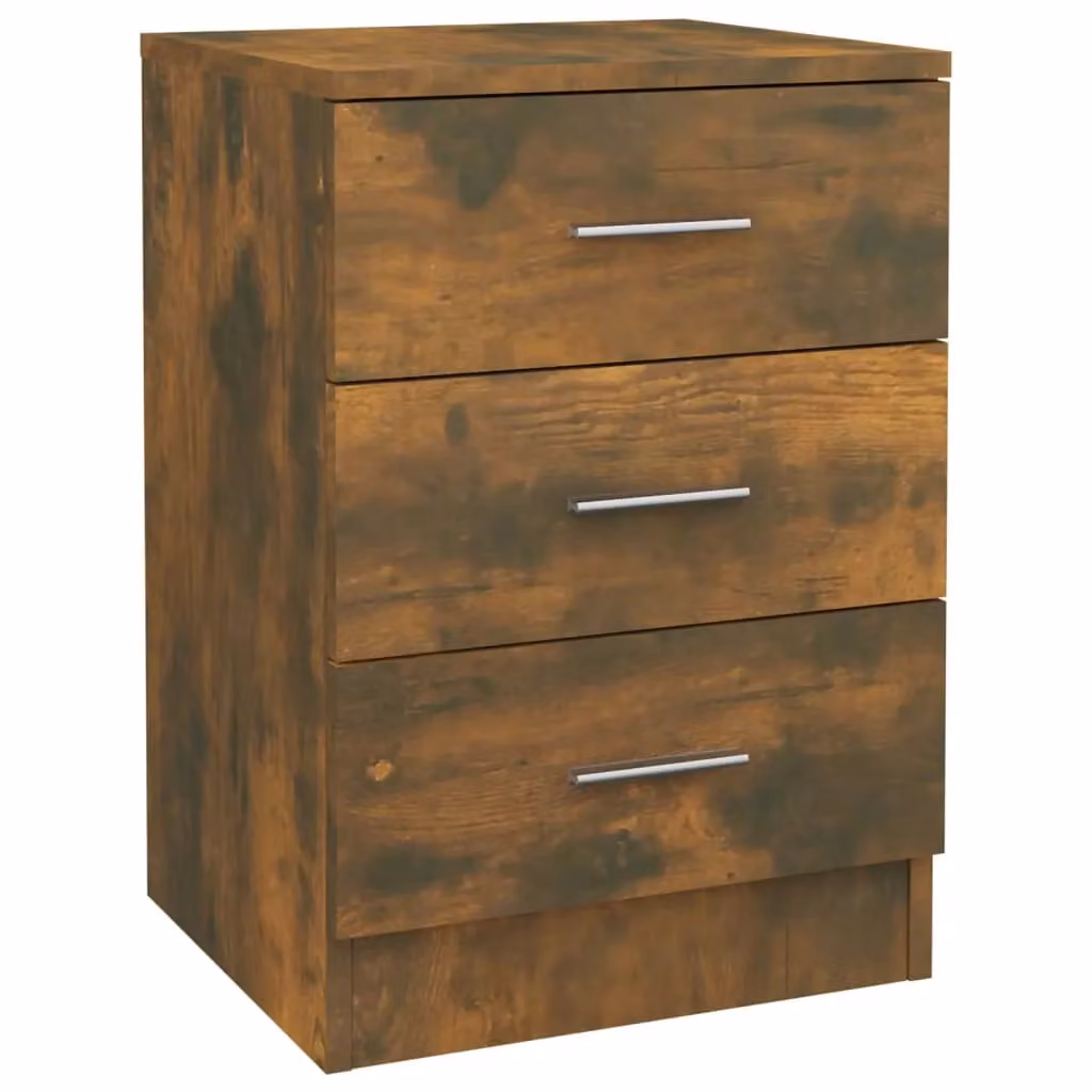 Berkfield Home Set of 2 Bedside Cabinets in Smoked Oak Brown, W/D/H: 38 x 35 x 56 cm – 3