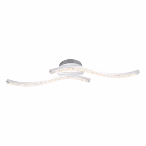 Cosylyte Kenworth Modern Wavy Beaded Integrated LED Ceiling Light, Chrome, W: 54 cm, D: 12 cm, H: 8.5 cm – 1