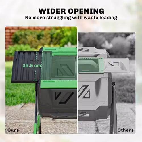 Outsunny Dual Chamber 200L Garden Compost Bin Green and Black BPA Free Outdoor Tumbler – 5