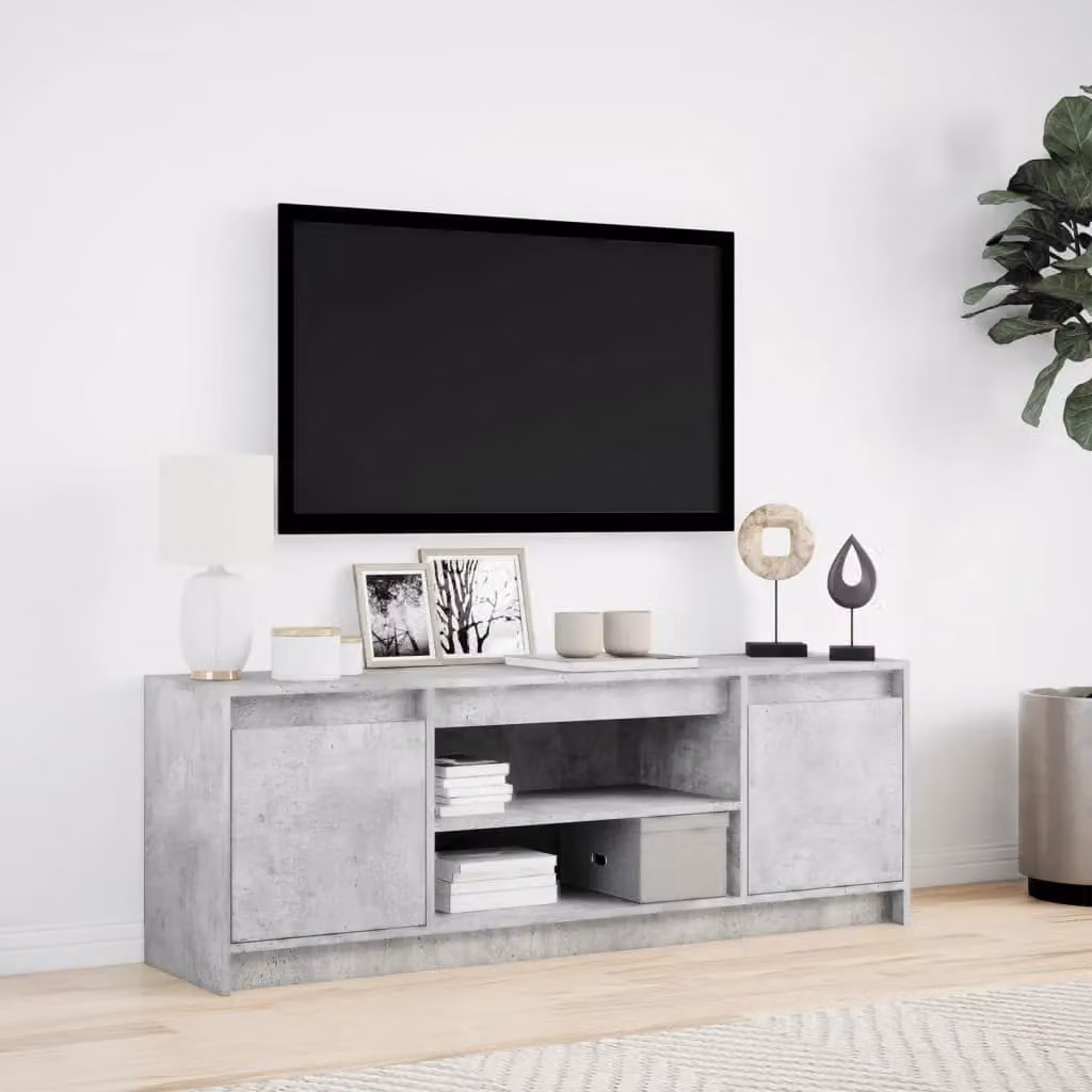 Berkfield Home Modern LED TV Cabinet in Concrete Grey, W/D/H: 139.5 x 34 x 50 cm – 2