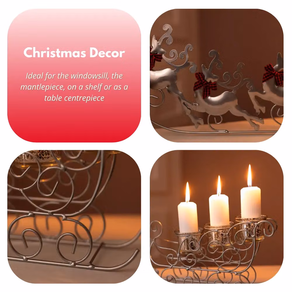 Marco Paul Silver Christmas Reindeer Pillar Candle Holder – 5