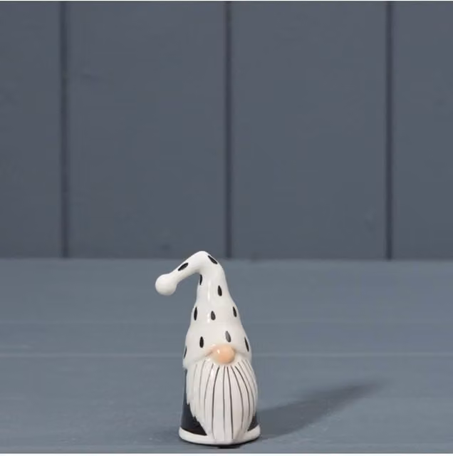 KDMD Charming Black and White Dotted Ceramic Santa Tabletop Christmas Decoration