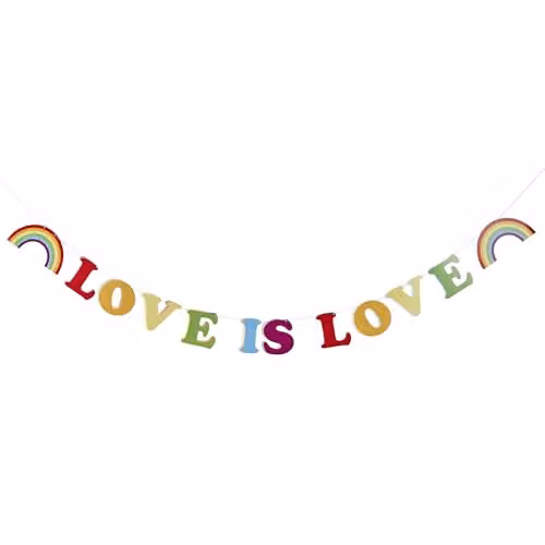 Club Green Love Is Love Rainbow Pride Party Banner, Multicolour Hanging Pennant Garland, Length: 200 cm
