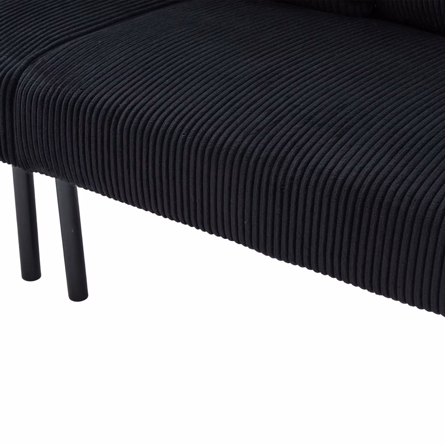 Aosom UK Oversized Two-Seater Corduroy Sofa in Black with Ergonomic Curves and Dual Side Storage Pockets, W/D/H: 171 x 72 x 80 cm – 5