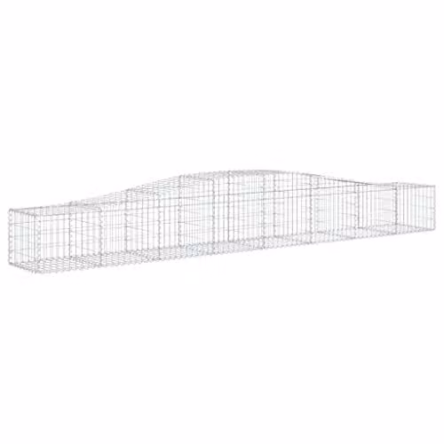 vidaXL Arched Gabion Baskets, 2 Pieces, Galvanised Steel, Silver, W: 400 cm, H: 50 cm, D: 40/60 cm – 1
