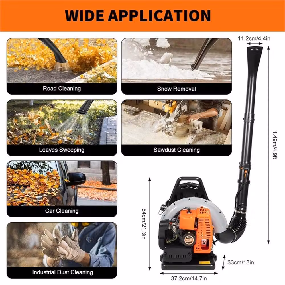 Nordara 63CC Petrol Backpack Leaf Blower in Orange – 2
