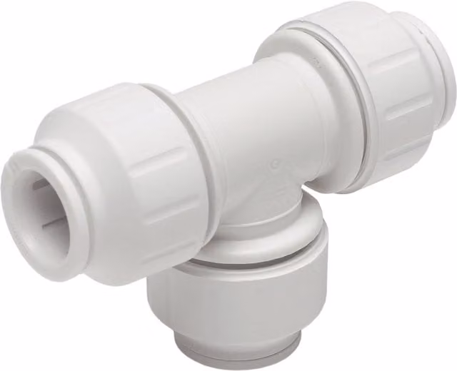 John Guest PEM3022BW White Plastic Reducing Tee, Pack of 2