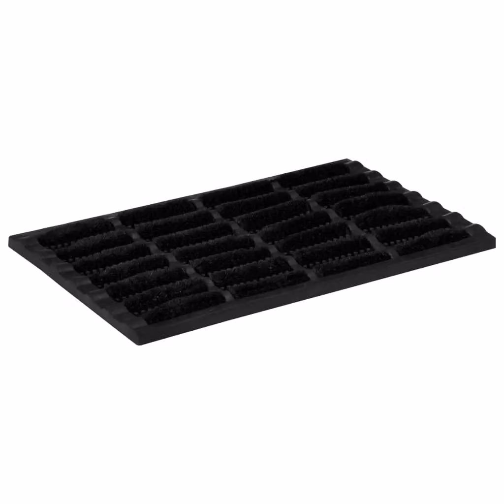 Berkfield Home Rectangular Rubber and Coir Door Mat, Black, W: 40 cm, D: 60 cm – 2