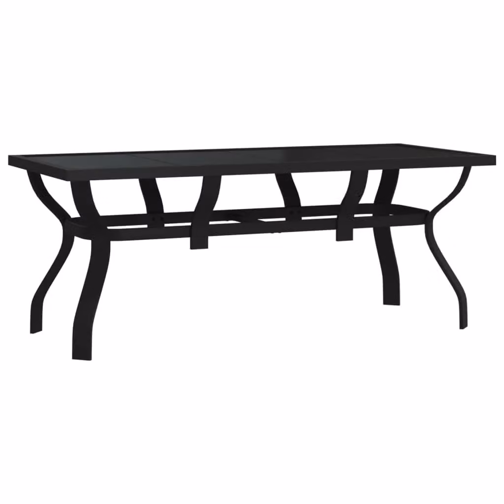 Berkfield Home Garden Table in Black Steel and Glass, W/D/H: 180 x 80 x 70 cm – 1