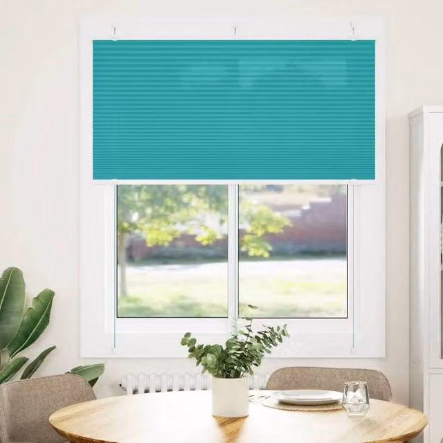 Berkfield Home Single Pleat Blind in Petrol Green Turquoise Polyester, W: 115 cm, H: 100 cm