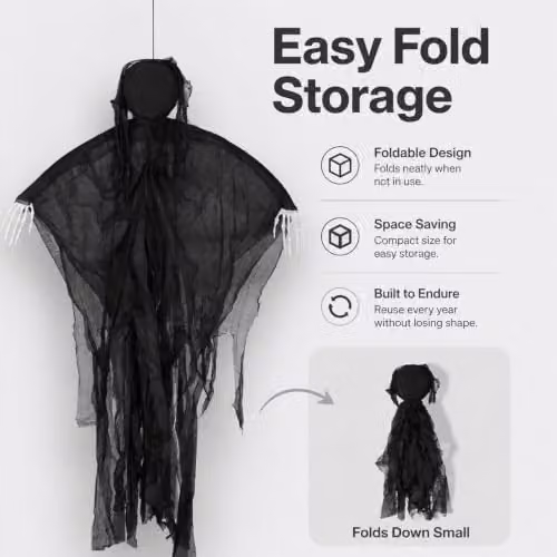 Yezi Halloween Grim Reaper Hanging Decoration, Black, Height: 130 cm – 4